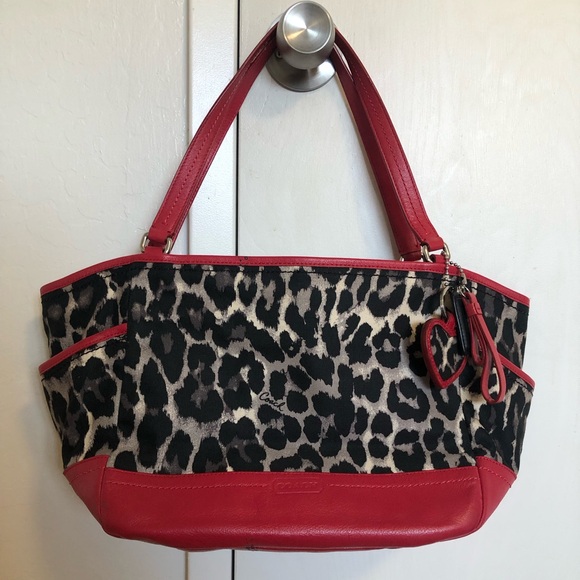 COACH OCELOT LEOPARD CARRIE PARK TOTEBAG - Picture 3 of 16